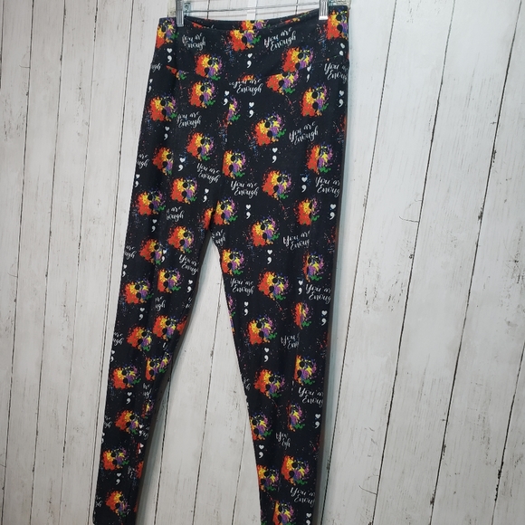 My Lola Leggings Semicolon ; You Are Enough Rainbow Size Curvy (14-20). - Picture 4 of 7